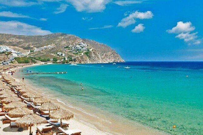 Luxury Tour of Mykonos with English-Speaking Driver - Stop 2: a photo stop at Paradisia Villas with Delos in the frame