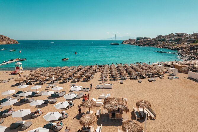Super Paradise Beach Mykonos Seaside Sunbed (3rd & 4th row) - Food and service on site: easy orders, Mykonos prices